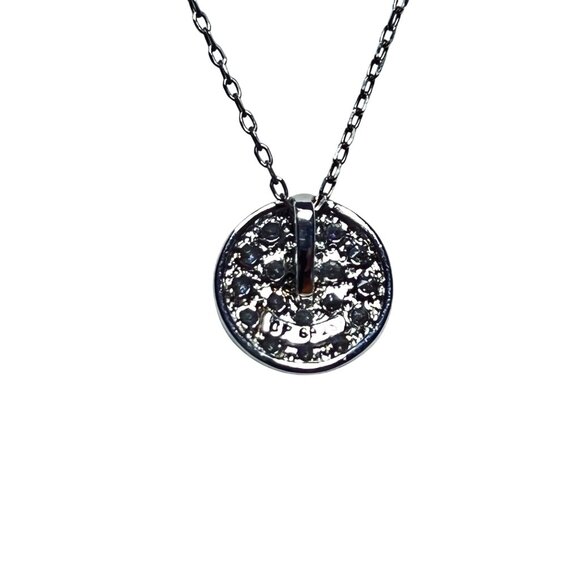 Sterling Silver Cable Chain Necklace W/ Clear Rhinestone Pendant Signed (5922) - Picture 5 of 6